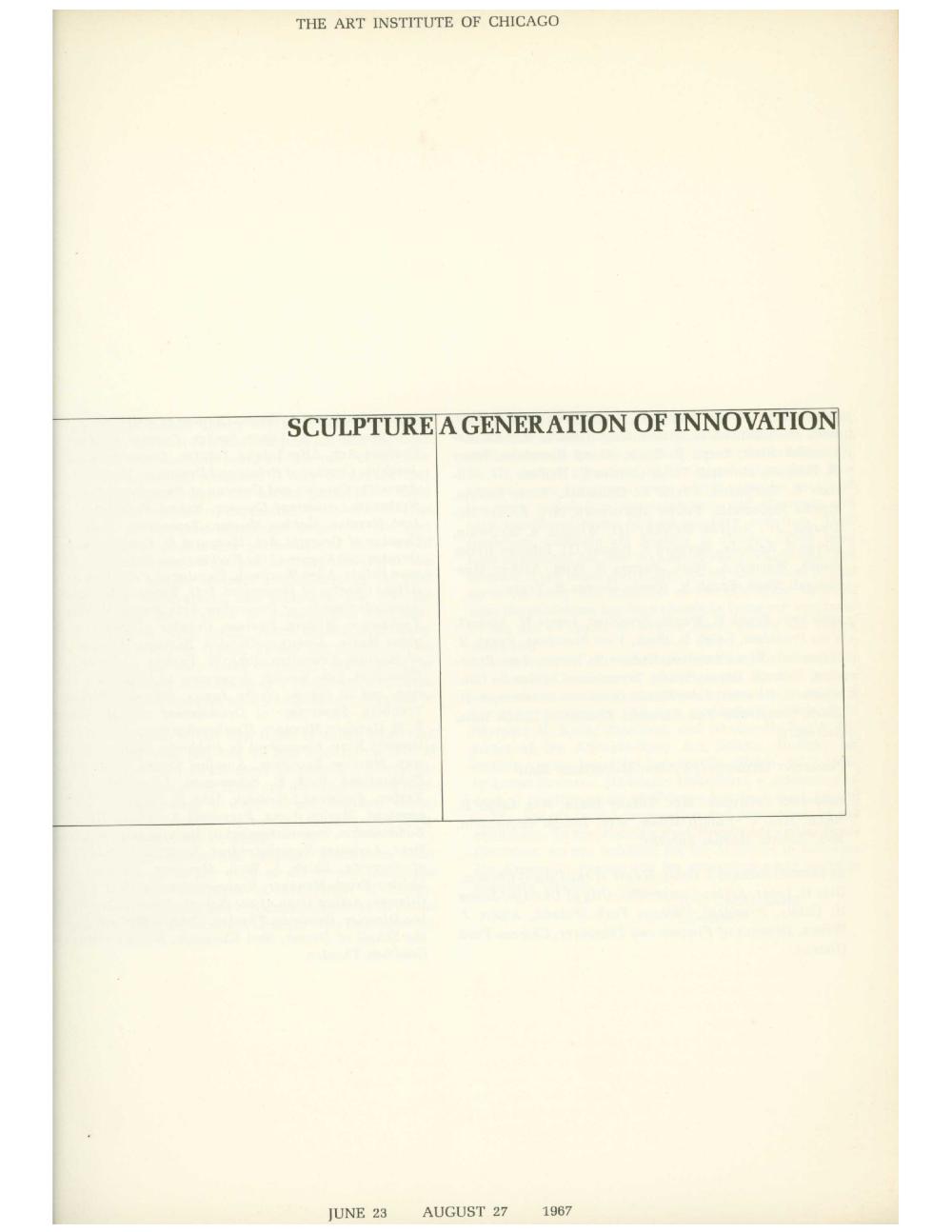 Sculpture: A Generation of Innovation, The Art Institute of Chicago [EXHIBITION CATALOGUE]  