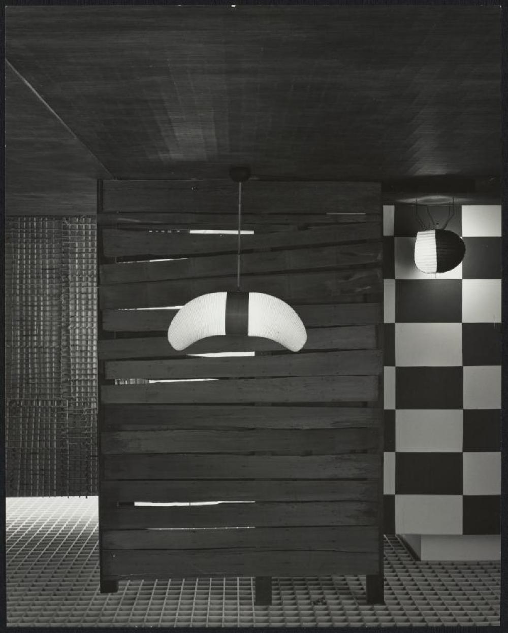 Installation view of "Space of Akari & Stone," Yurakucho Art Forum (Seibu Museum of Art), February 9, 1985 – February 20, 1985.