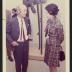 Noguchi with guest in front of Avatar, exhibition opening, Minami Gallery, 1973