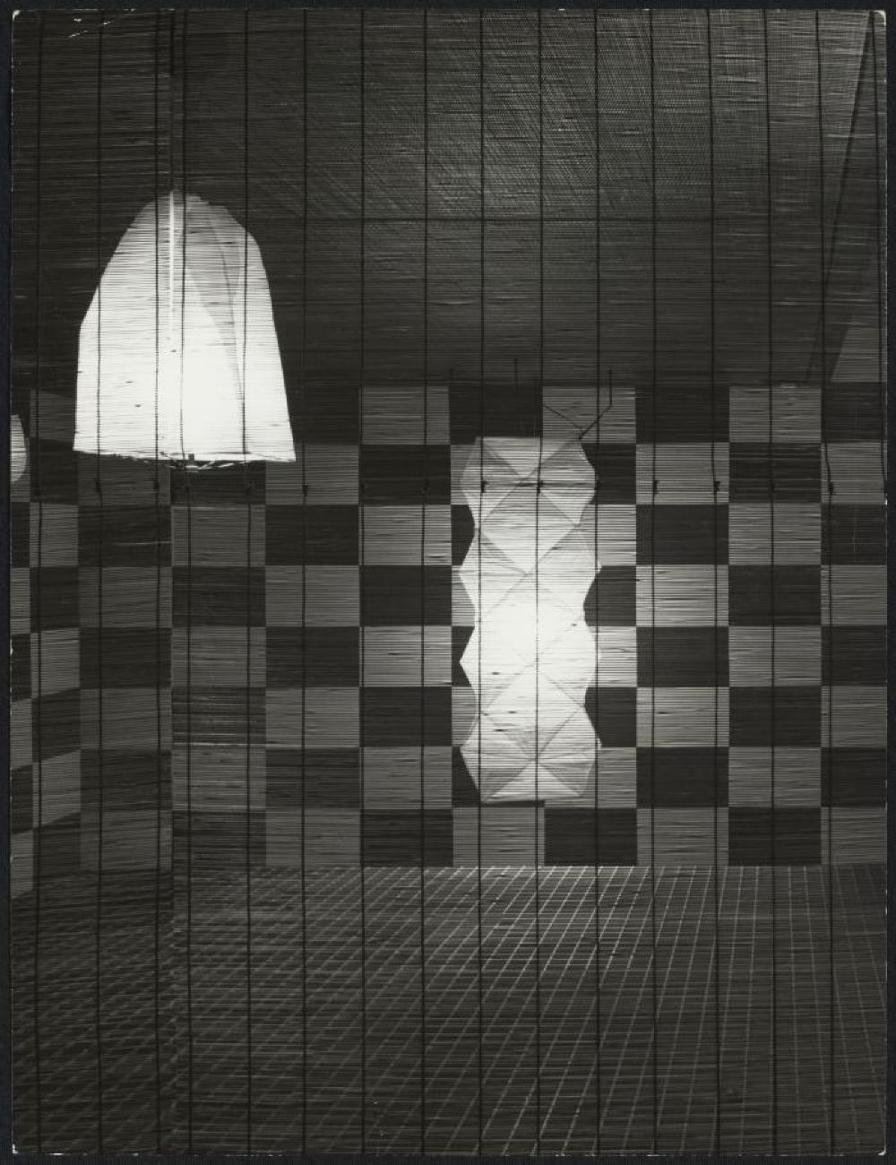 Installation view of "Space of Akari & Stone," Yurakucho Art Forum (Seibu Museum of Art), February 9, 1985 – February 20, 1985.