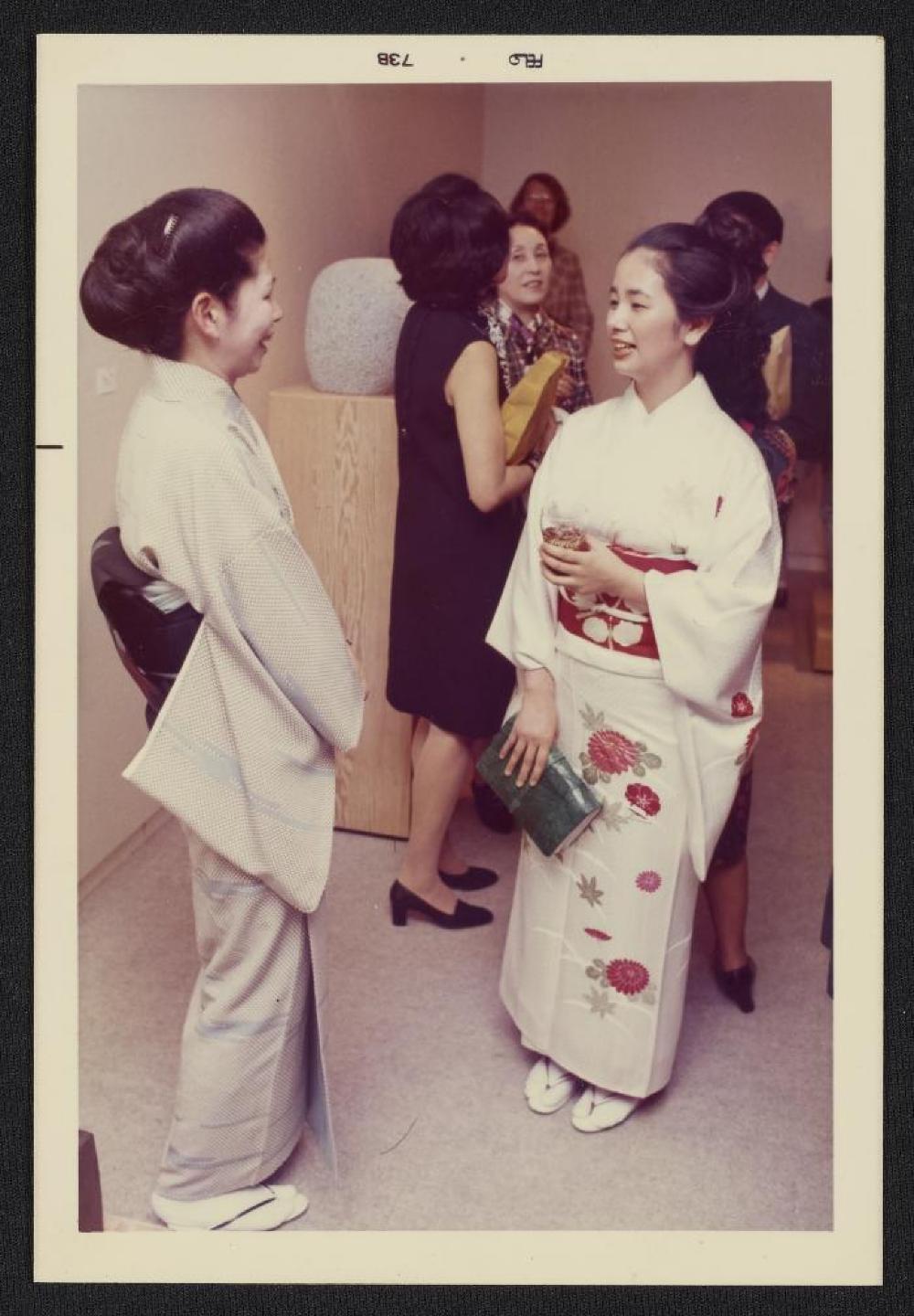 Guests at exhibition opening, Minami Gallery, 1973