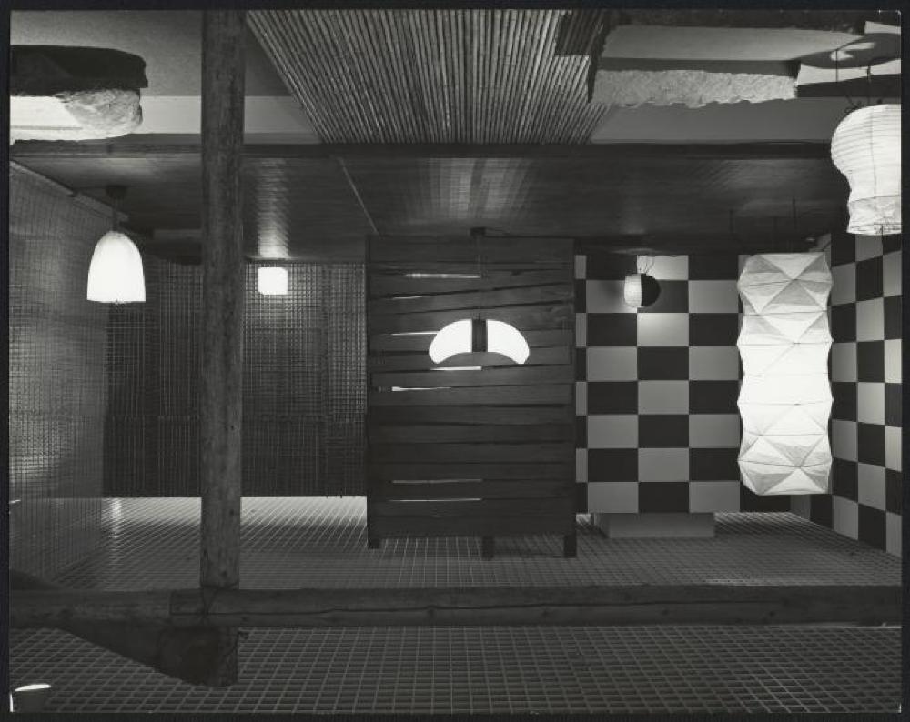 Installation view of "Space of Akari & Stone," Yurakucho Art Forum (Seibu Museum of Art), February 9, 1985 – February 20, 1985.