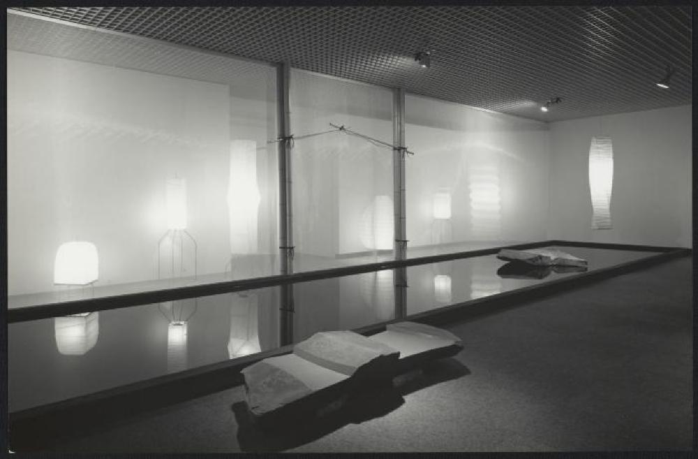 Installation view of "Space of Akari & Stone," Yurakucho Art Forum (Seibu Museum of Art), February 9, 1985 – February 20, 1985.