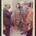 Noguchi with Noguchi with Bernard Leach, Janet Leach, Mihoko Okamura and guests at exhibition opening, Minami Gallery, 1973