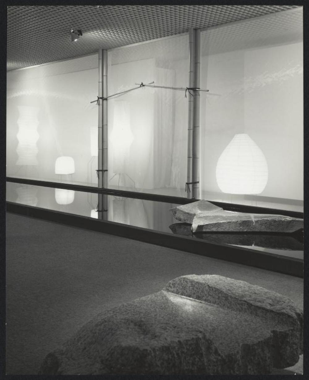 Installation view of "Space of Akari & Stone," Yurakucho Art Forum (Seibu Museum of Art), February 9, 1985 – February 20, 1985.