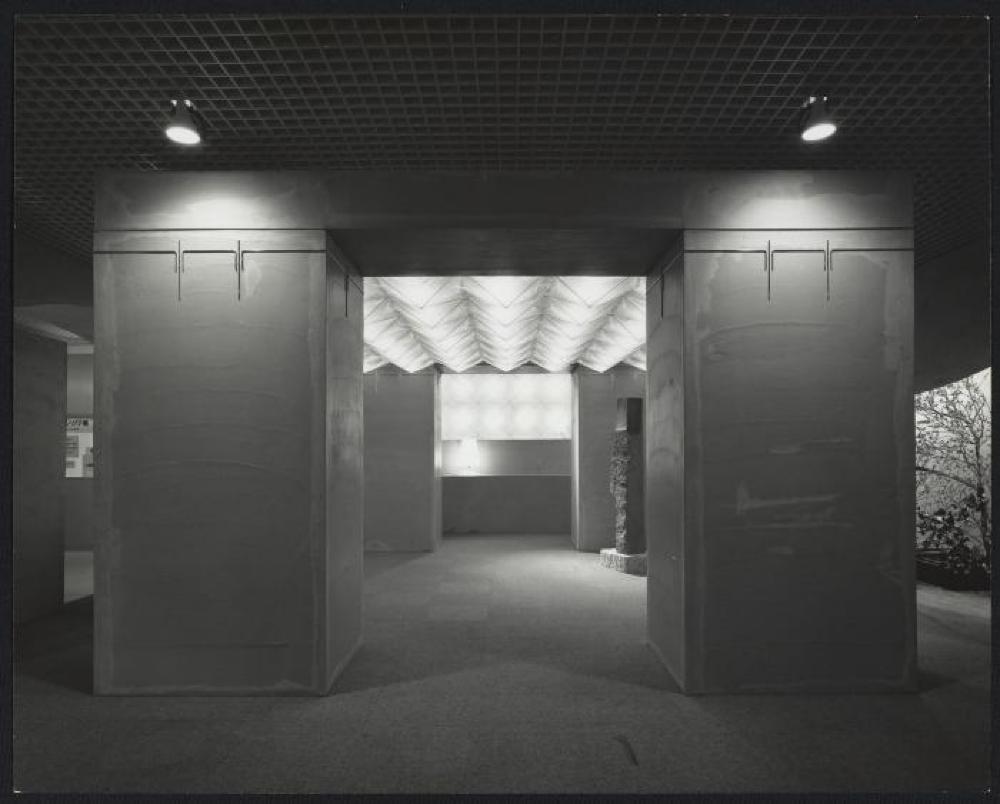 Installation view of "Space of Akari & Stone," Yurakucho Art Forum (Seibu Museum of Art), February 9, 1985 – February 20, 1985.