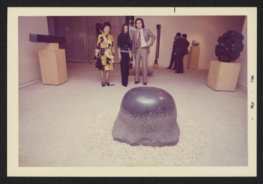 Guests at exhibition opening, Minami Gallery, 1973