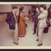 Michio Noguchi (beret) and guests at exhibition opening, Minami Gallery, 1973