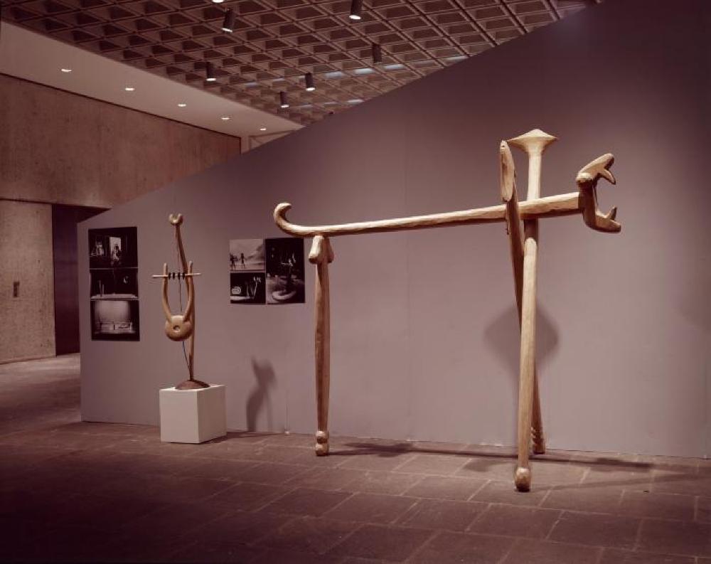 Installation view of "Isamu Noguchi," Whitney Museum of American Art, April 17, 1968 - June 16, 1968; set elements from Martha Graham's Judith and Orpheus