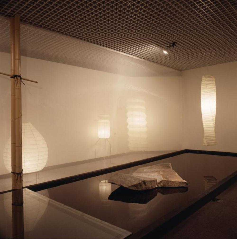 Installation view of "Space of Akari & Stone," Yurakucho Art Forum (Seibu Museum of Art), February 9, 1985 – February 20, 1985.