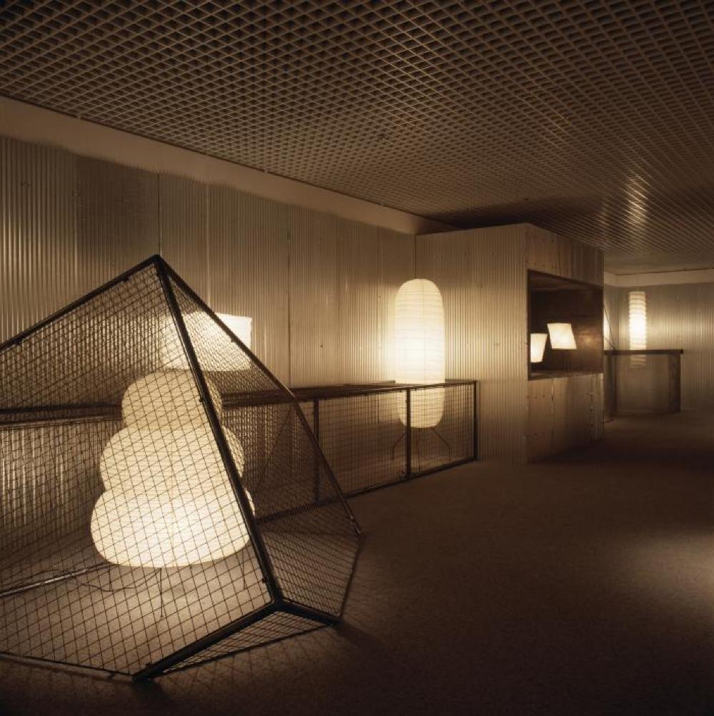 Installation view of "Space of Akari & Stone," Yurakucho Art Forum (Seibu Museum of Art), February 9, 1985 – February 20, 1985.