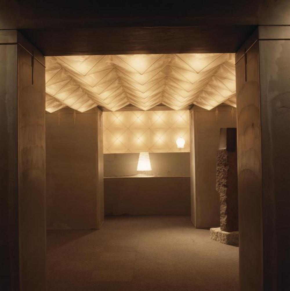 Installation view of "Space of Akari & Stone," Yurakucho Art Forum (Seibu Museum of Art), February 9, 1985 – February 20, 1985.