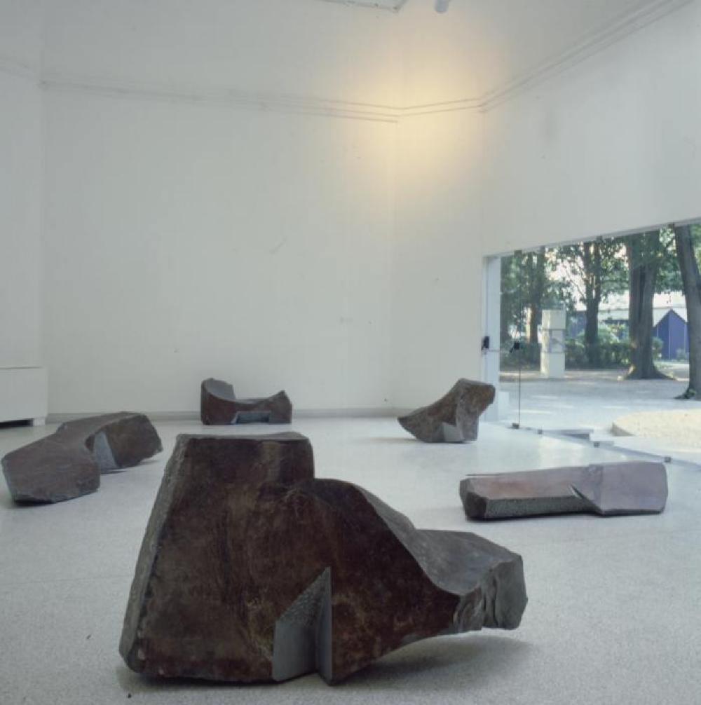 Installation view of "Isamu Noguchi:  What is Sculpture?," 1986 Venice Biennale, June 29, 1986 - September 28, 1986.