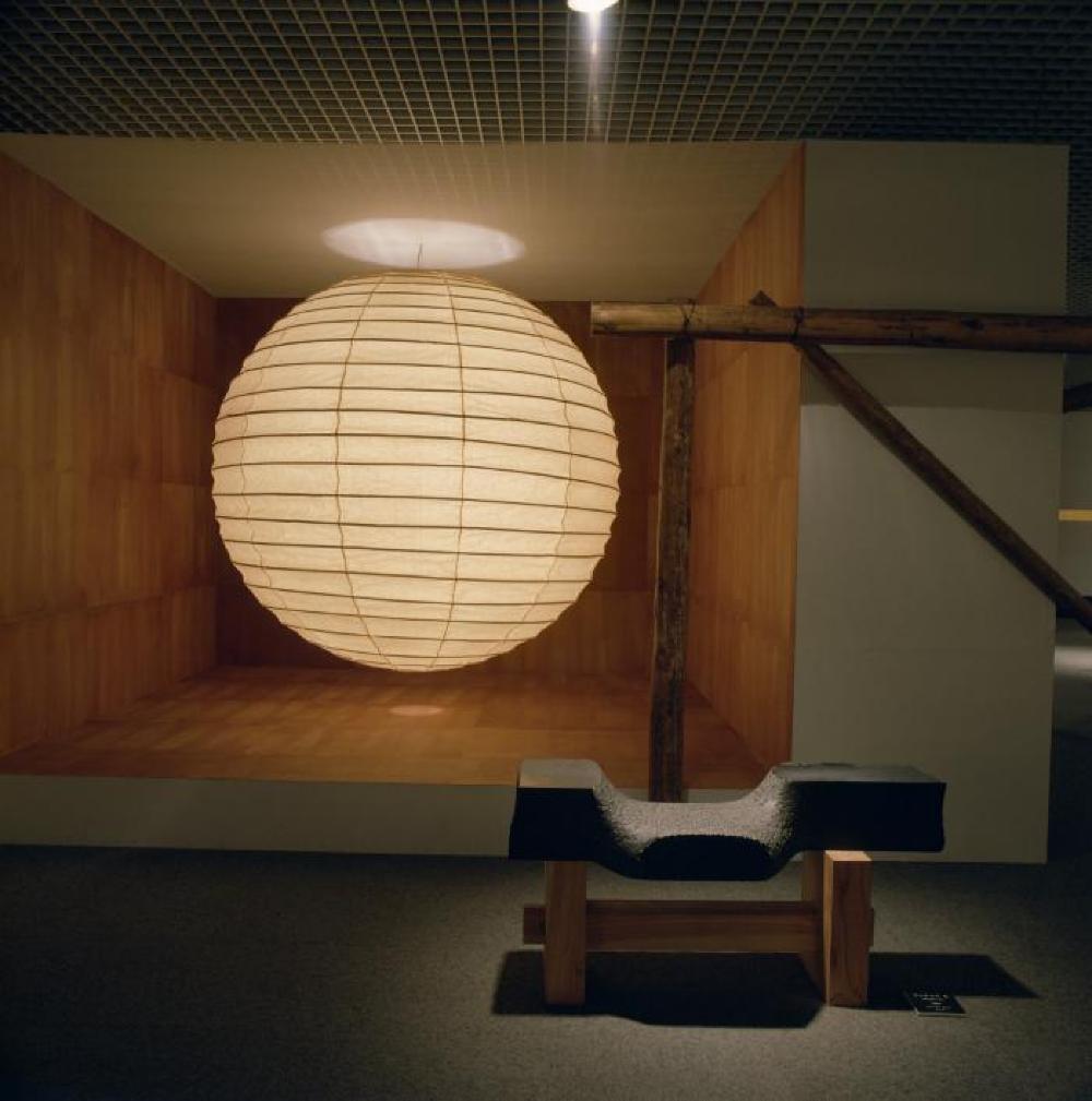 Installation view of "Space of Akari & Stone," Yurakucho Art Forum (Seibu Museum of Art), February 9, 1985 – February 20, 1985.