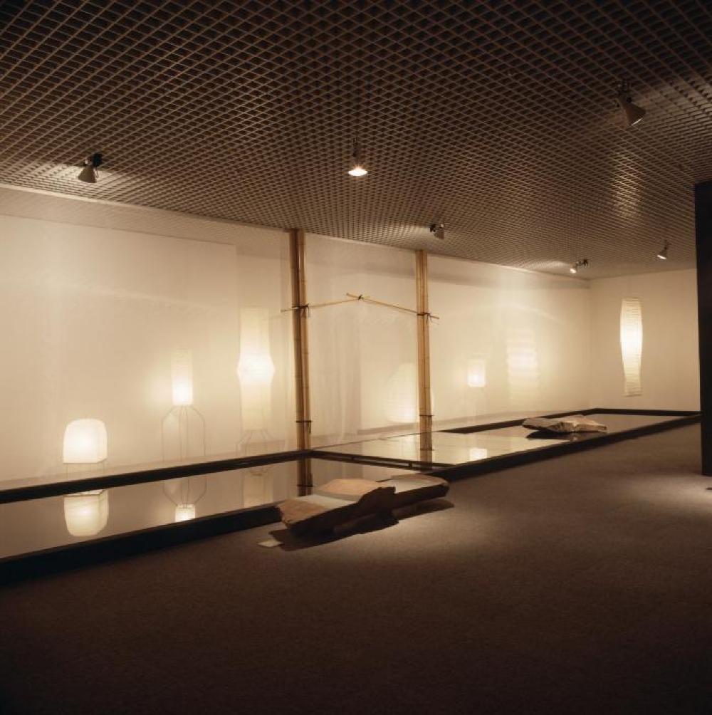 Installation view of "Space of Akari & Stone," Yurakucho Art Forum (Seibu Museum of Art), February 9, 1985 – February 20, 1985.