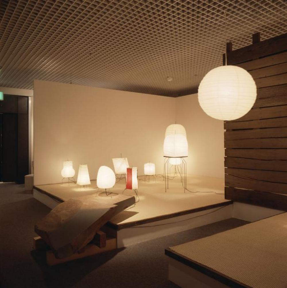 Installation view of "Space of Akari & Stone," Yurakucho Art Forum (Seibu Museum of Art), February 9, 1985 – February 20, 1985.