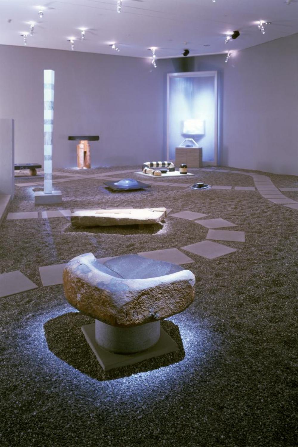 Installation view of "Isamu Noguchi Sculptural Design," Vitra Design Museum, Weil am Rhein, Germany, July 20 – November 18 2001.