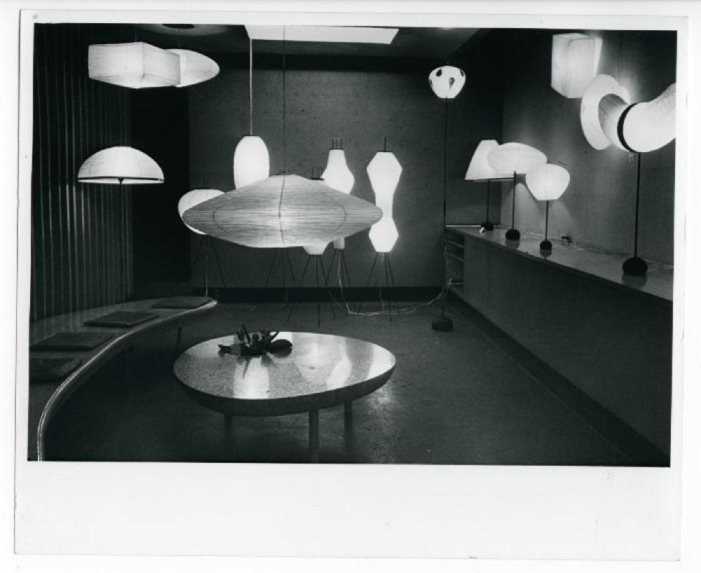 Installation view of "Isamu Noguchi Exhibition" Chuo Koron Gallery, August 2 - 7, 1954.