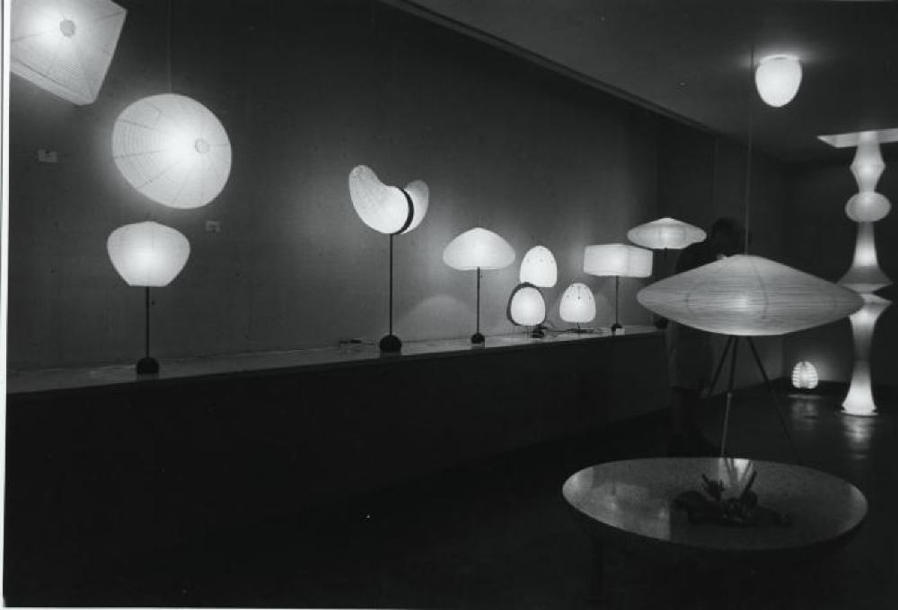 Installation view of "Isamu Noguchi Exhibition" Chuo Koron Gallery, August 2 - 7, 1954.