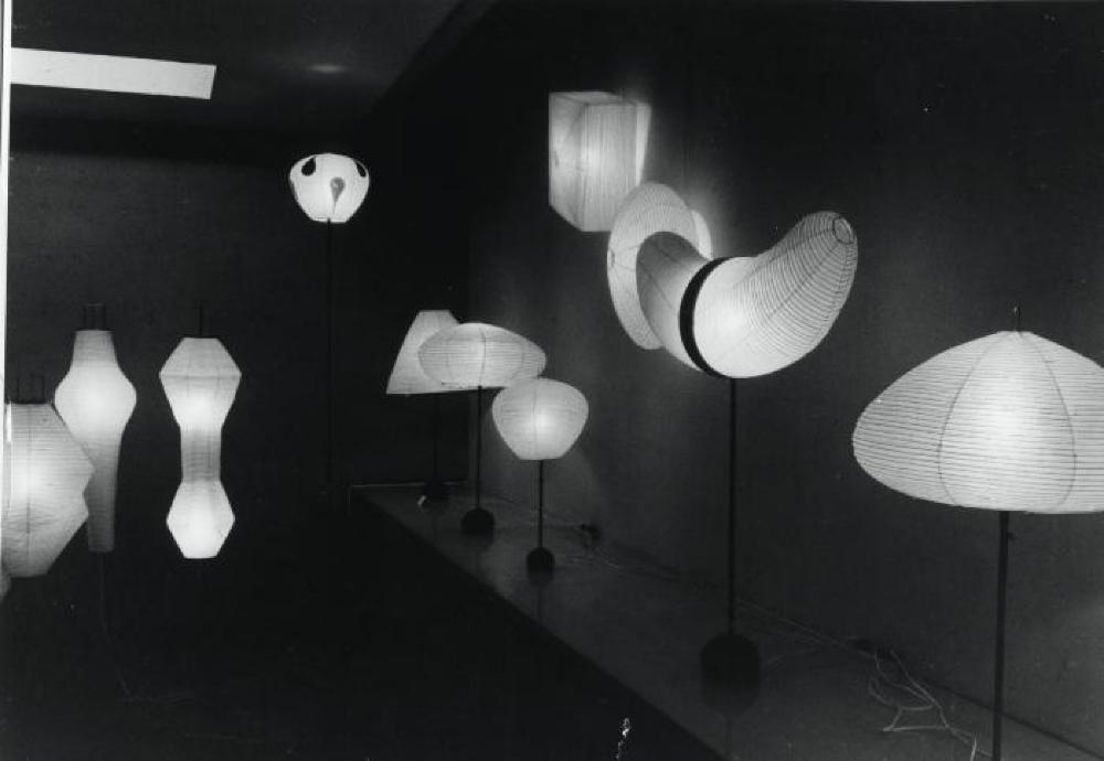 Installation view of "Isamu Noguchi Exhibition" Chuo Koron Gallery, August 2 - 7, 1954.