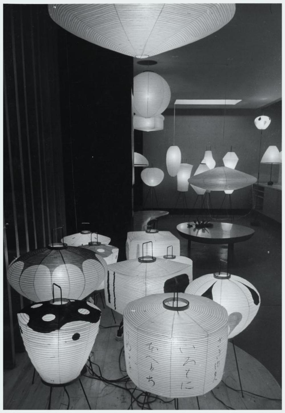 Installation view of "Isamu Noguchi Exhibition" Chuo Koron Gallery, August 2 - 7, 1954.