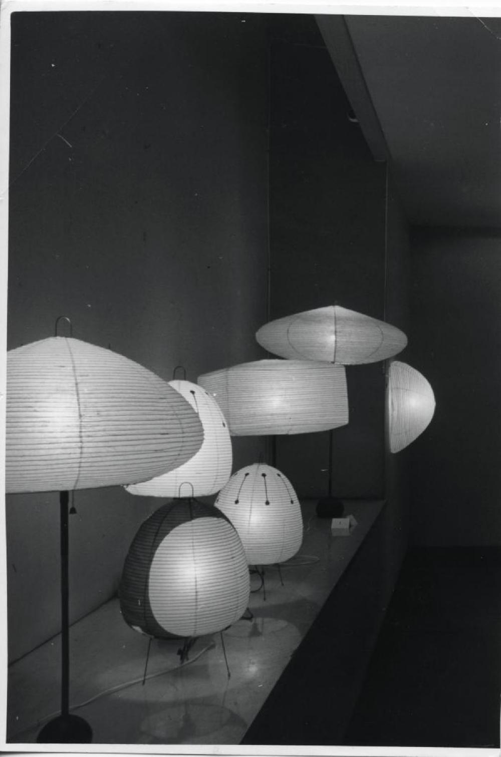 Installation view of "Isamu Noguchi Exhibition" Chuo Koron Gallery, August 2 - 7, 1954.