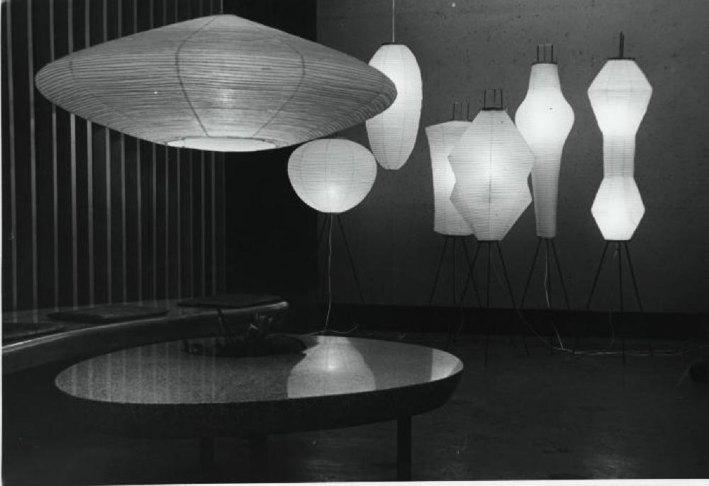 Installation view of "Isamu Noguchi Exhibition" Chuo Koron Gallery, August 2 - 7, 1954.