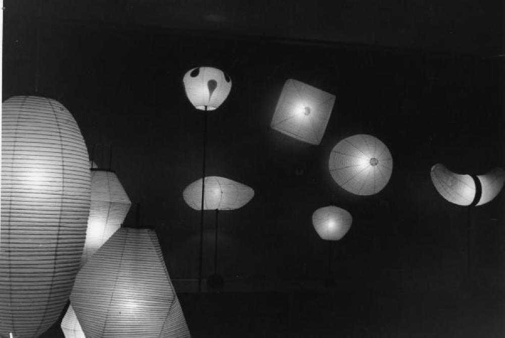 Installation view of "Isamu Noguchi Exhibition" Chuo Koron Gallery, August 2 - 7, 1954.