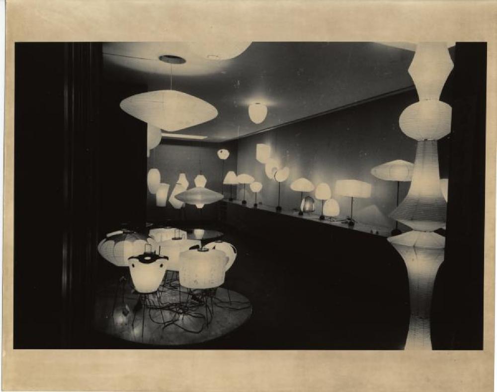Installation view of "Isamu Noguchi Exhibition" Chuo Koron Gallery, August 2 - 7, 1954.