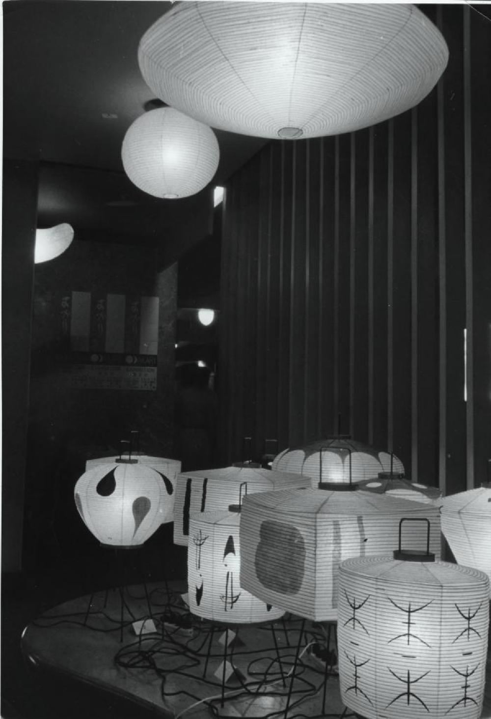 Installation view of "Isamu Noguchi Exhibition" Chuo Koron Gallery, August 2 - 7, 1954.