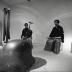 Installation view of Isamu Noguchi, Minami Gallery, May 14, 1973 - June 9, 1973. Toru Takemitsu standing at left