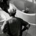 Isamu Noguchi at the construction of Slide Mantra for the Venice Biennale in Pietrasanta, 1986