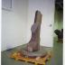 Installation process for Relocated, The Noguchi Museum, April 10, 2001 - October 31, 2001.