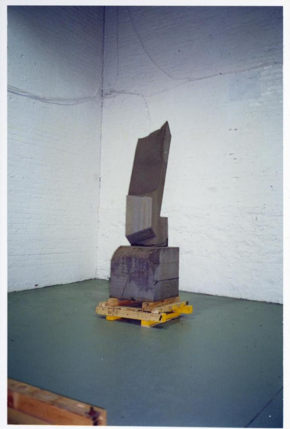Installation process for "Relocated," The Noguchi Museum, April 10, 2001 - October 31, 2001.