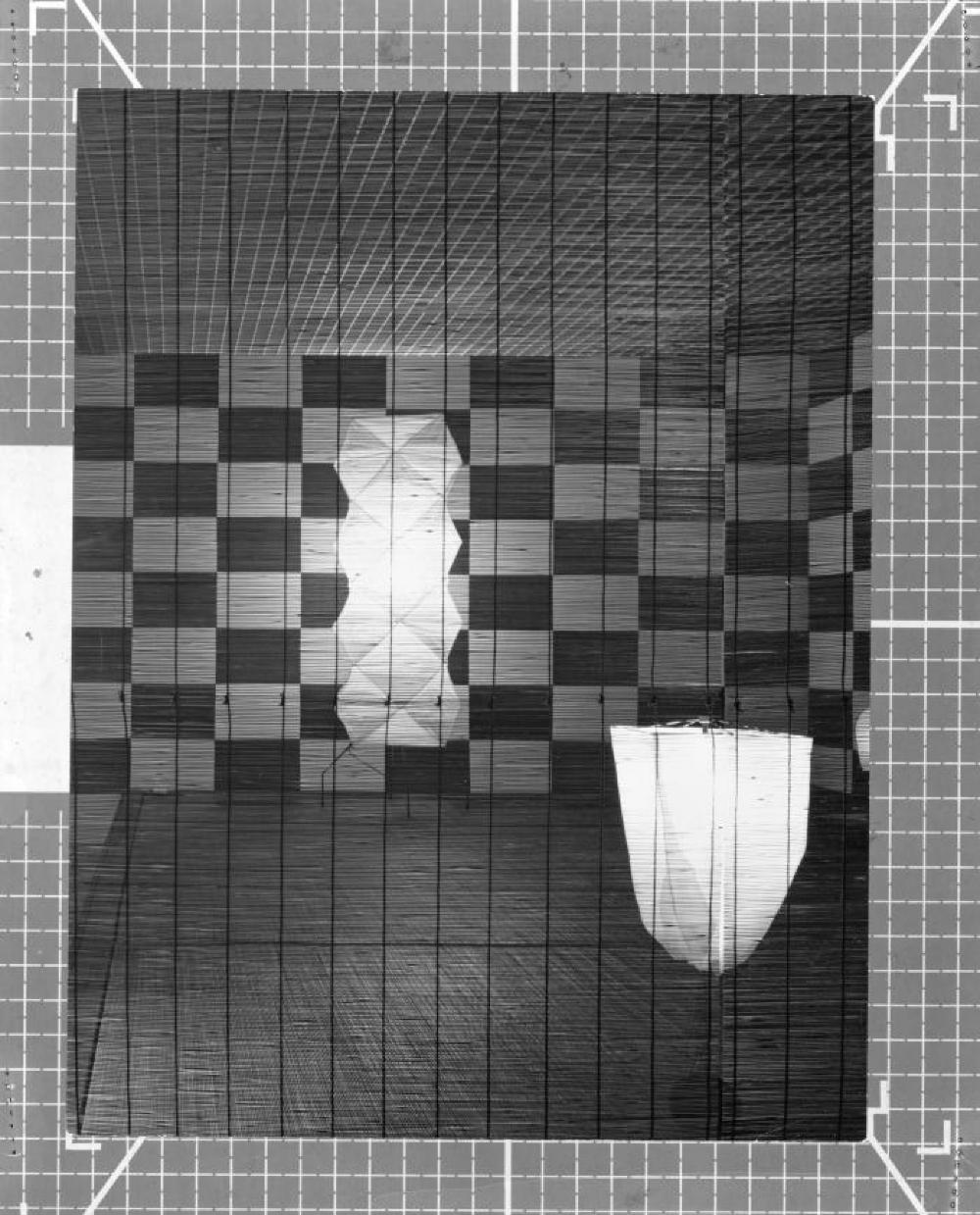 Installation view of "Space of Akari & Stone," Yurakucho Art Forum (Seibu Museum of Art), February 9, 1985 – February 20, 1985.