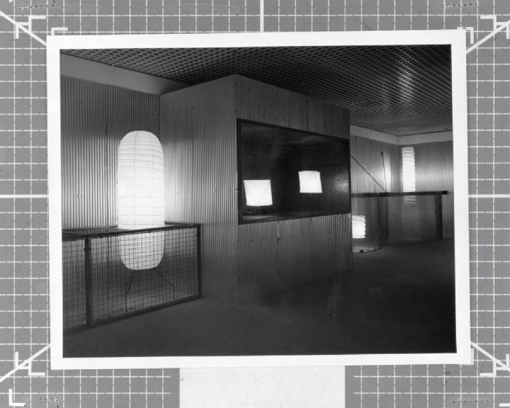 Installation view of "Space of Akari & Stone," Yurakucho Art Forum (Seibu Museum of Art), February 9, 1985 – February 20, 1985.