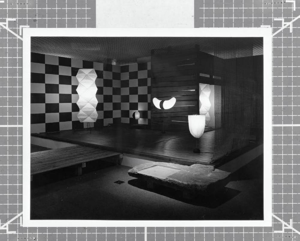 Installation view of "Space of Akari & Stone," Yurakucho Art Forum (Seibu Museum of Art), February 9, 1985 – February 20, 1985.