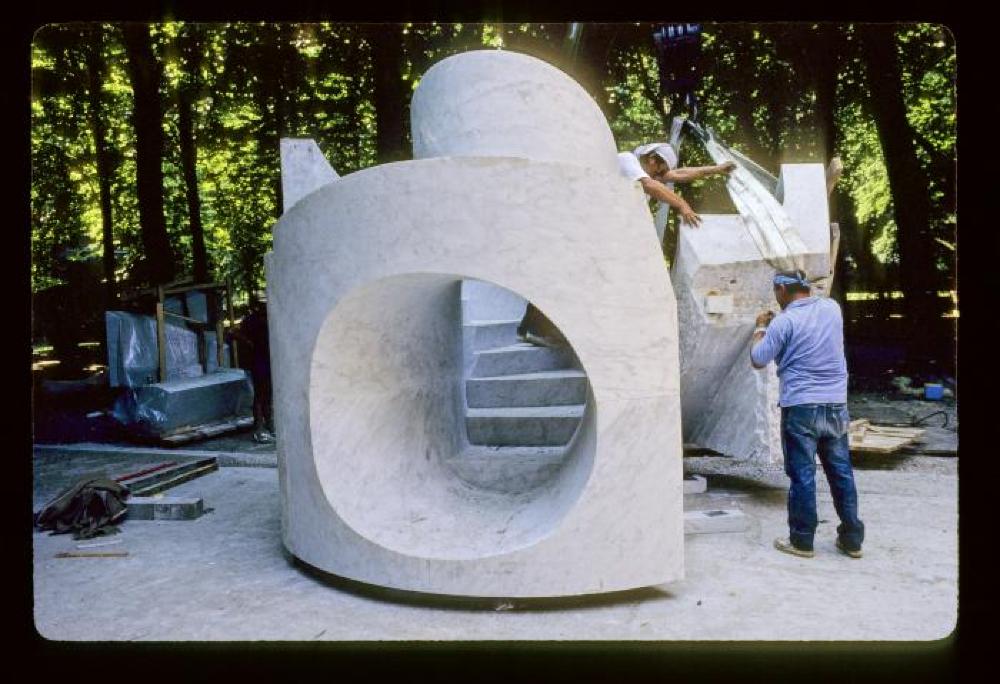 Installation process for "Isamu Noguchi: What is Sculpture," Venice Biennale