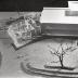 Installation view of Isamu Noguchi, Mitsukoshi Department Store exhibition (Nihombashi Head Store); Model for Faculty Room and Garden, Shin Banraisha, Keio University