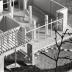 Installation view of Isamu Noguchi, Mitsukoshi Department Store exhibition (Nihombashi Head Store); Model for Faculty and Garden, Shin Banraisha, Keio University