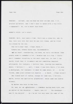 IN interview transcript with Kazue Kobata, 1986