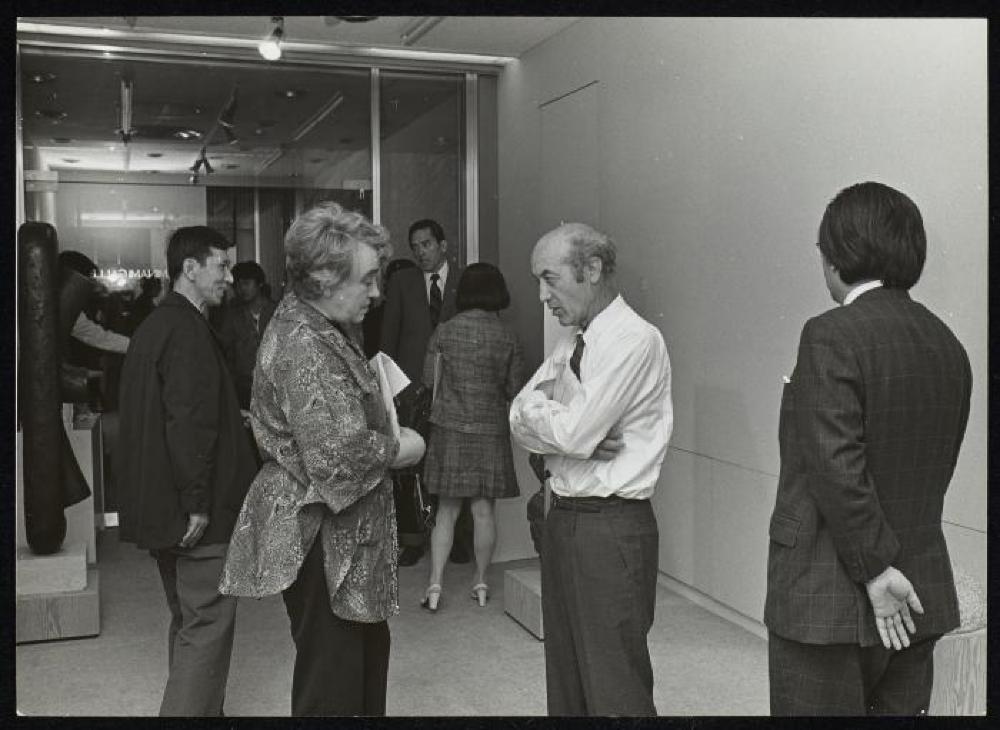 Isamu Noguchi at event for "Isamu Noguchi," Minami Gallery 