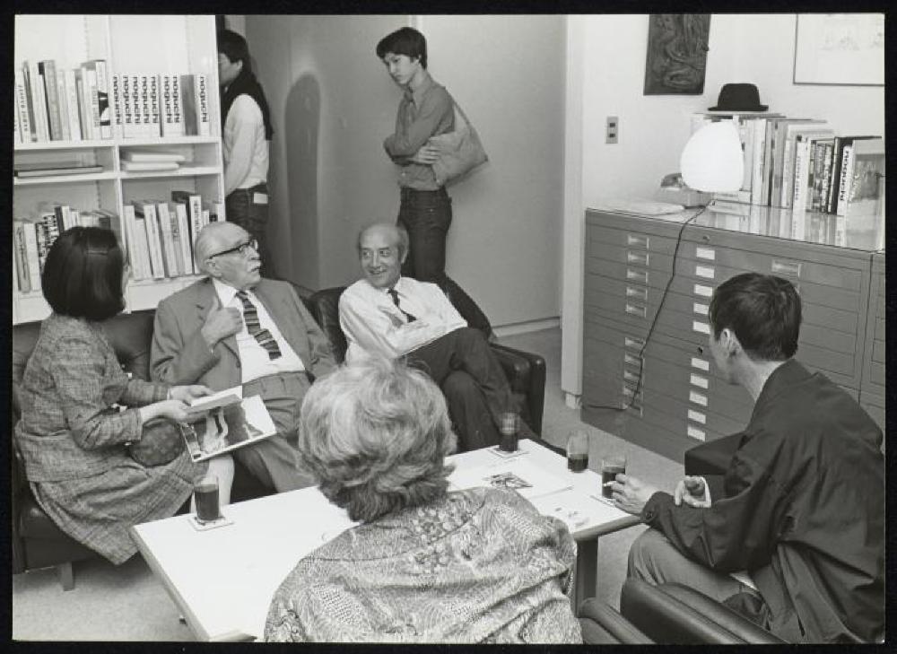 Isamu Noguchi at event for "Isamu Noguchi," Minami Gallery 