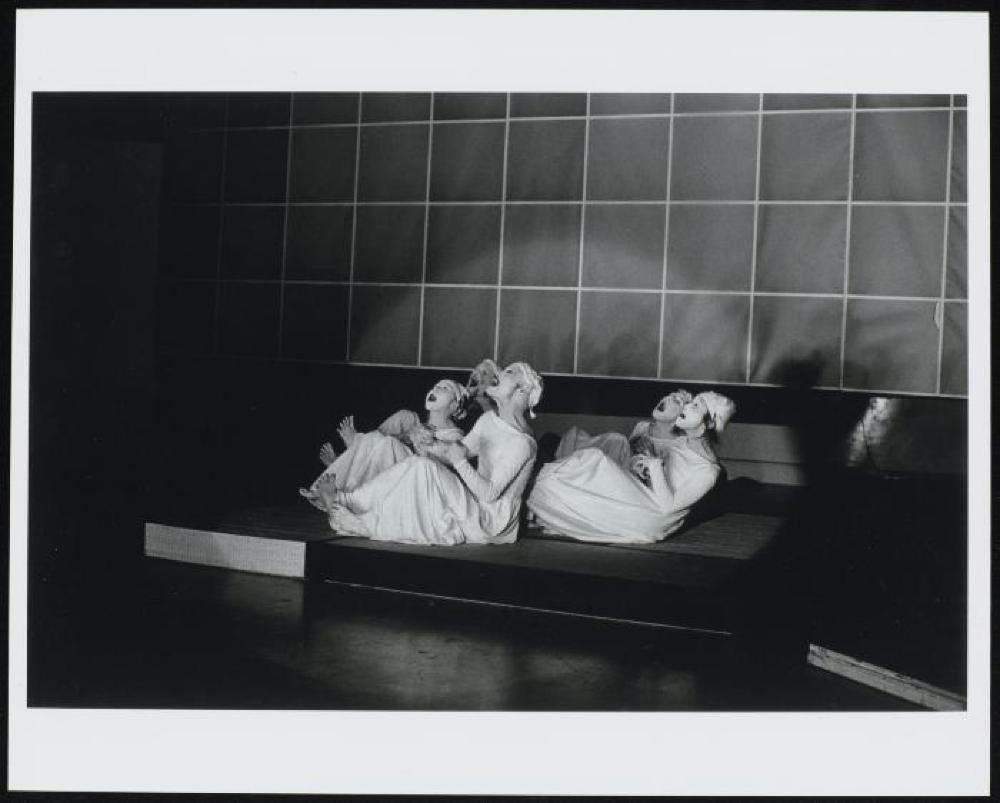 Performance photo from "Noguchi's Imaginary Landscapes," San Francisco Museum of Modern Art (travel from Walker Art Center)
