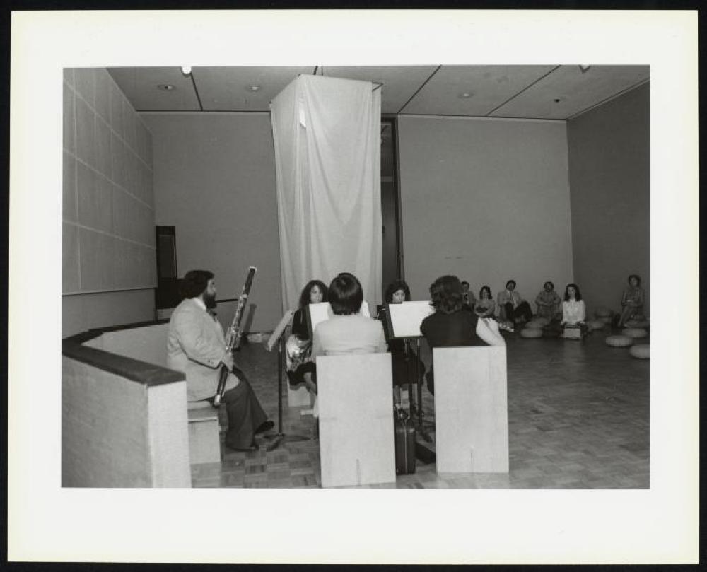 Performance photo from "Noguchi's Imaginary Landscapes," Detroit Institute of Fine Arts