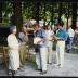 Noguchi with Ailes Spinden, Arata Isozaki, Arne Glimcher and others at Isamu Noguchi: What is Sculpture? 1986 Venice Biennale