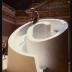 Isamu Noguchi testing his Slide Mantra as part of Isamu Noguchi: What is Sculpture? at the 1986 Venice Biennale