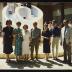 Isamu Noguchi with group including Masatoshi Izumi and Shoji Sadao (at right) at Isamu Noguchi: What is Sculpture? 1986 Venice Biennale