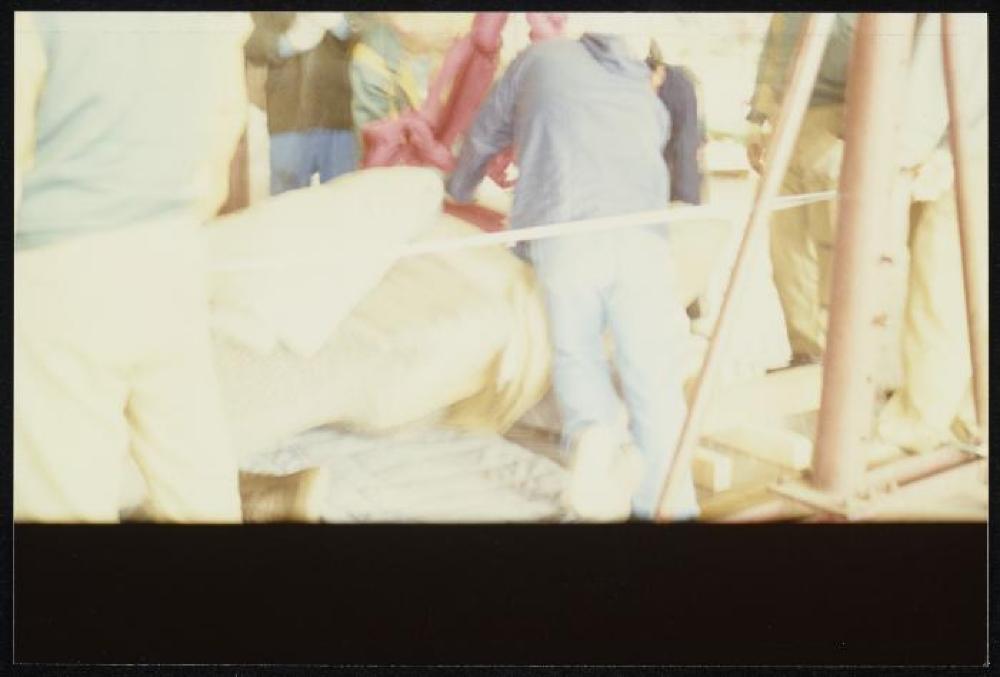 Installation process for "Isamu Noguchi Retrospective 1992," National Museum of Modern Art, Tokyo