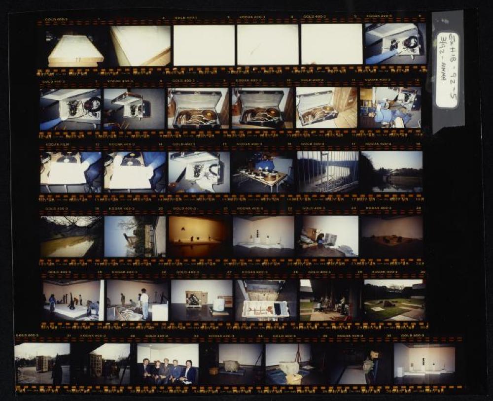 Contact sheet of exhibit installation images for "Isamu Noguchi Retrospective," National Museum of Modern Art, Tokyo
